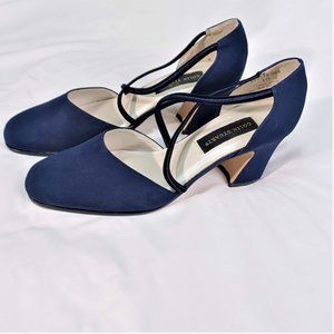 Colin Stuart  Block Heel D'Orsay Navy Shoes Size 10